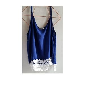 Blue and white lace crop top